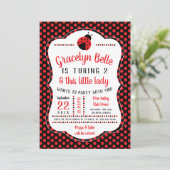 Ladybug verjaardagsfeestje uitnodiging, kleine dam kaart (Staand voorkant)