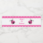 Ladybug Verjaardagsfles Label Meisje Hot Pink Waterfles Etiket (Enkel label)