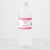 Ladybug Verjaardagsfles Label Meisje Hot Pink Waterfles Etiket (Voorkant)