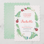 LadyBug verjaardagsuitnodiging Kaart (Voorkant / Achterkant)