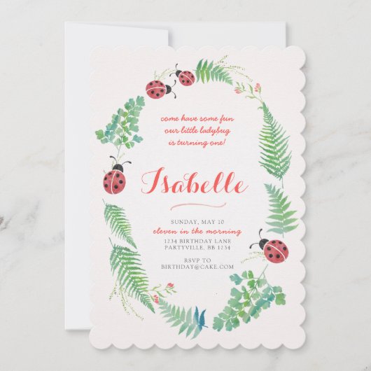 LadyBug verjaardagsuitnodiging Kaart (Voorkant)