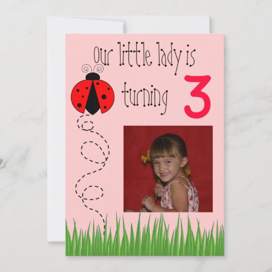 Ladybug verjaardagsuitnodiging kaart (Voorkant)