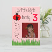 Ladybug verjaardagsuitnodiging kaart (Staand voorkant)