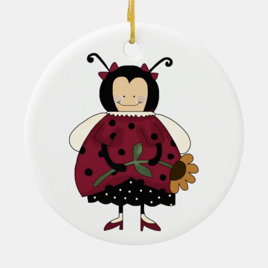 Ladybug-versiering Keramisch Ornament (Achterkant)