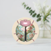 Ladybug Victoriaans florale rozen schattig Kaart (Staand voorkant)