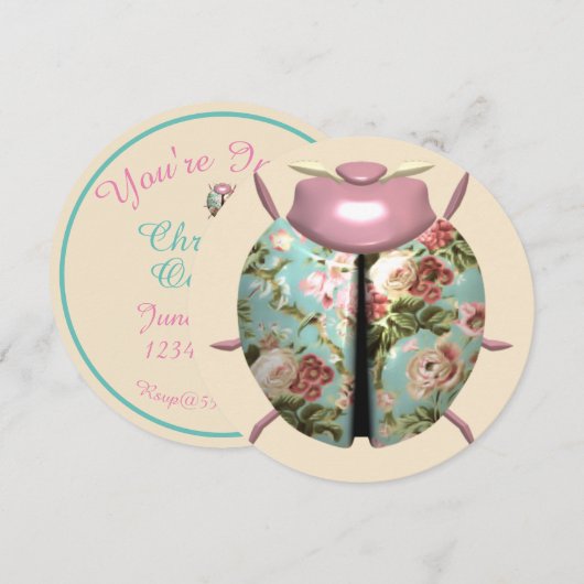 Ladybug Victoriaans florale rozen schattig Kaart (Voorkant / Achterkant)