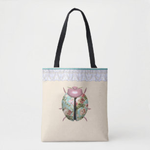 Ladybug Victoriaans florale rozen schattig Tote Bag
