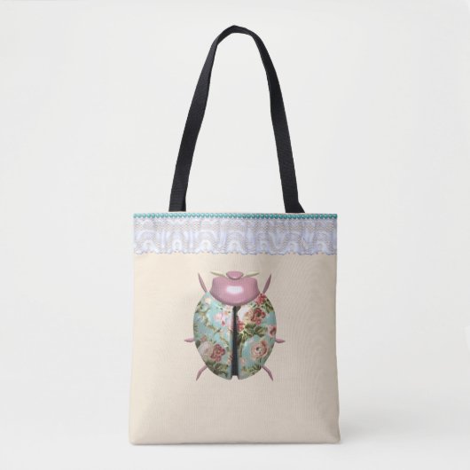 Ladybug Victoriaans florale rozen schattig Tote Bag (Voorkant)