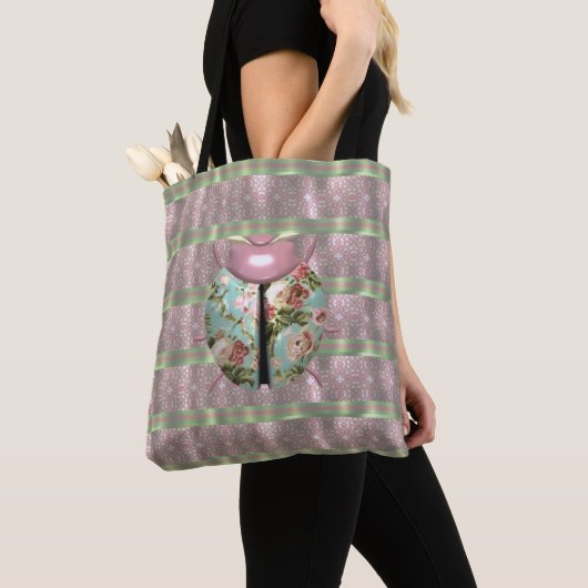 Ladybug Victoriaans florale rozen schattig Tote Bag (Dichtbij)