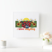 Ladybug Vierkante Klok (Huis)
