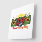 Ladybug Vierkante Klok (Hoek)