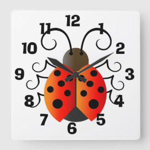Ladybug Vierkante Klok