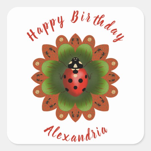 Ladybug Vierkante Sticker (Voorkant)