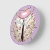 Ladybug violet en Rozen schattige florale Ronde Klok (Hoek)