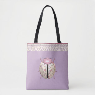 Ladybug violet en Rozen schattige florale Tote Bag