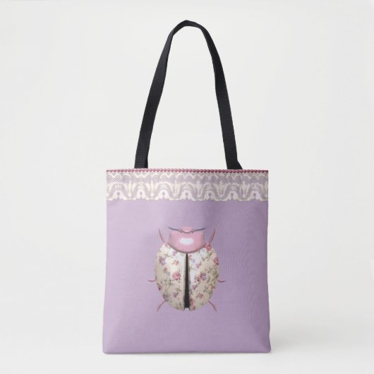 Ladybug violet en Rozen schattige florale Tote Bag (Voorkant)