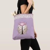 Ladybug violet en Rozen schattige florale Tote Bag (Dichtbij)