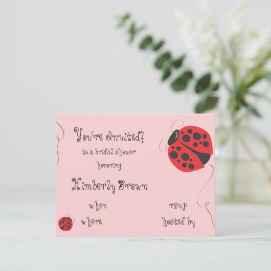 Ladybug vrijgezellenfeest of uitnodiging voor verj (Staand voorkant)