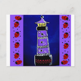 Ladybug-vuurtoren Briefkaart