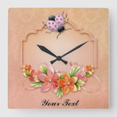 Ladybug Wall Clock Vierkante Klok (Voorkant)