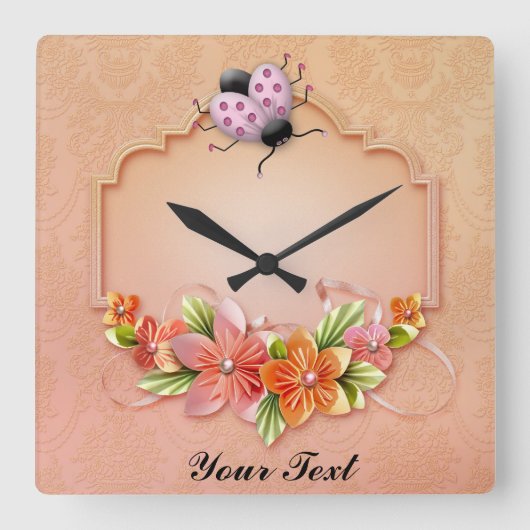 Ladybug Wall Clock Vierkante Klok (Voorkant)