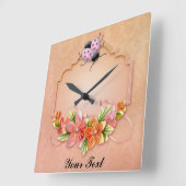 Ladybug Wall Clock Vierkante Klok (Hoek)