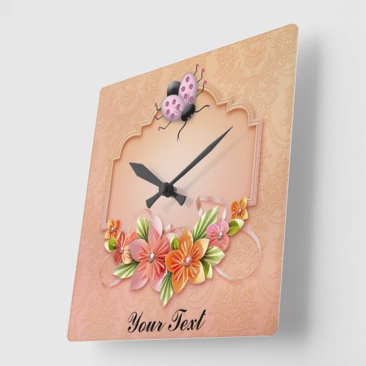 Ladybug Wall Clock Vierkante Klok (Hoek)