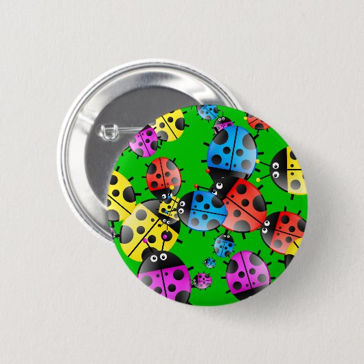 Ladybug Wallpaper Ronde Button 5,7 Cm (Voorkant /achterkant)