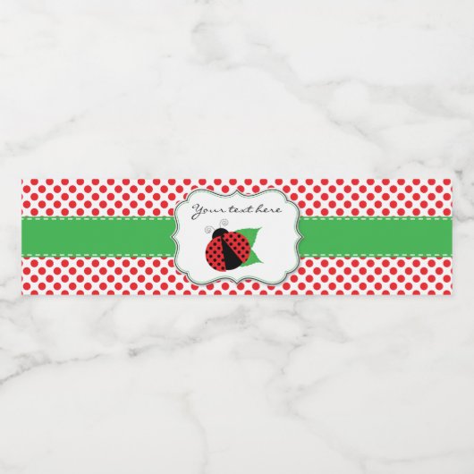 Ladybug Waterfles Etiketten-Groen & Rood Waterfles Etiket (Enkel label)