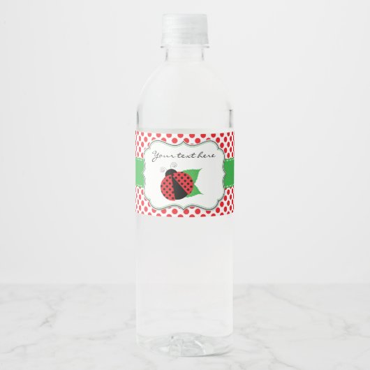 Ladybug Waterfles Etiketten-Groen & Rood Waterfles Etiket (Voorkant)
