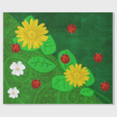 Ladybug Whimsey 3D Folk Art Cadeaupapier (Vlak)