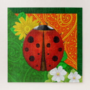 Ladybug Whimsey 3D Folk Art Legpuzzel