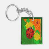 Ladybug Whimsey 3D Folk Art Sleutelhanger (Voorkant Links)