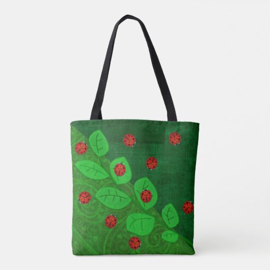 Ladybug Whimsey 3D Folk Art Tote Bag (Achterkant)