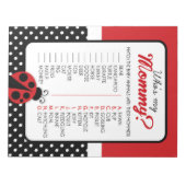 Ladybug Wie is mijn mama baby dier douche spel Notitieblok (Voorkant)