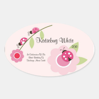 Ladybug Wijnetiket Ovale Sticker