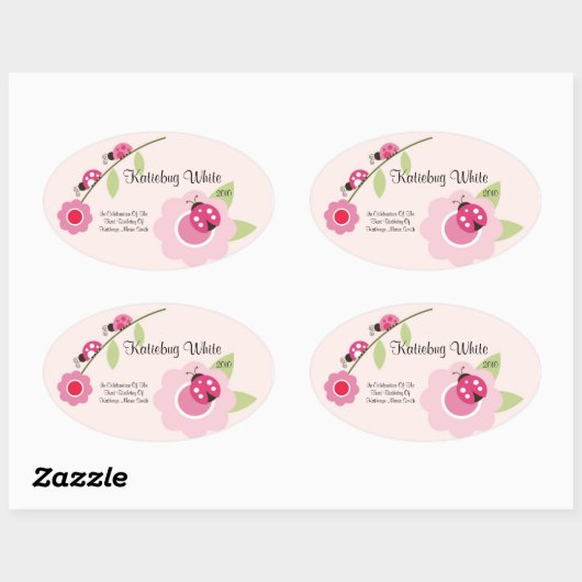 Ladybug Wijnetiket Ovale Sticker (Vel)