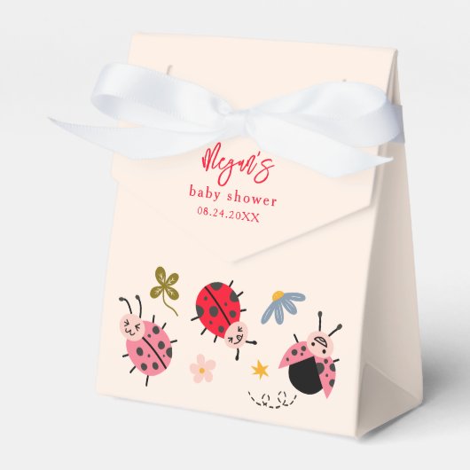 Ladybug Wildflower Baby shower Favoriete Boxen Bedankdoosjes (Voorkant Zijde)