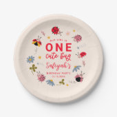 Ladybug Zomer 1e Verjaardagsfeest Papieren Bordje (Voorkant)