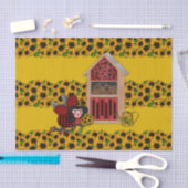 Ladybug, zonnebloemen en House, geel-1- Tissuepapier (Craft)