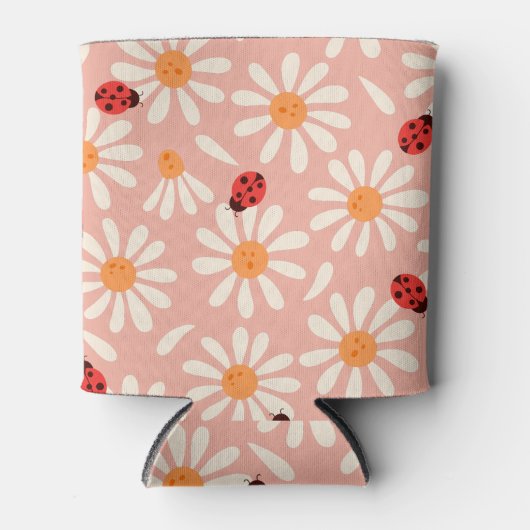 Ladybugs and Daisies Custom Name Blikjeskoeler (Voorkant)