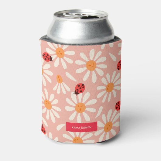 Ladybugs and Daisies Custom Name Blikjeskoeler (Blikje Achterkant)