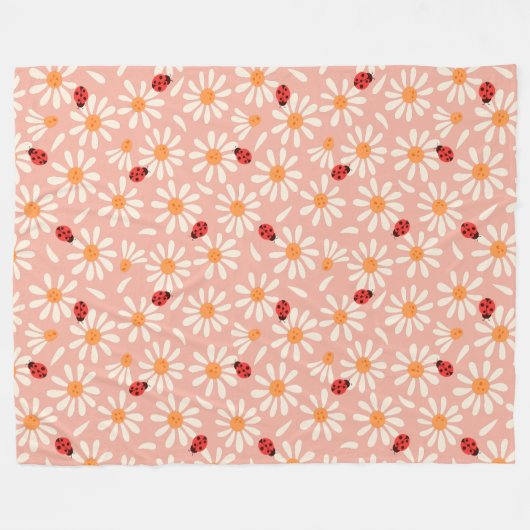 Ladybugs and Daisies Fleece Blanket (Voorkant (Horizontaal))