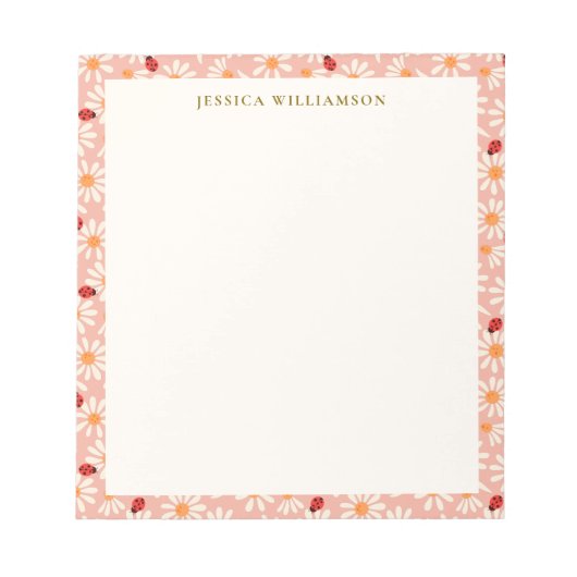 Ladybugs and Daisies Personalized Name Notitieblok (Voorkant)