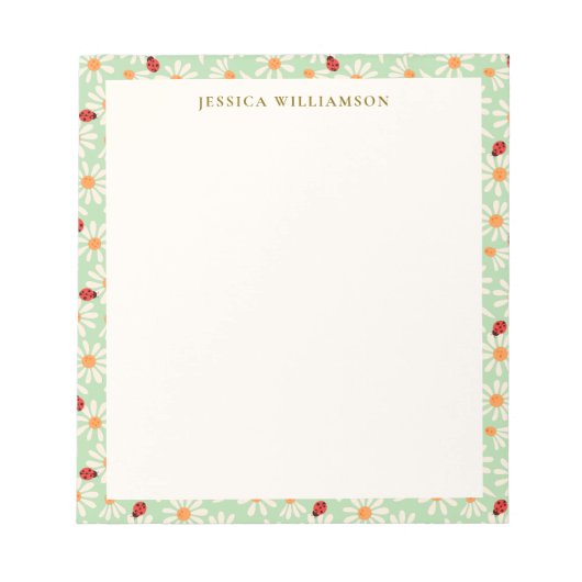 Ladybugs and Daisies Personalized Name Notitieblok (Voorkant)