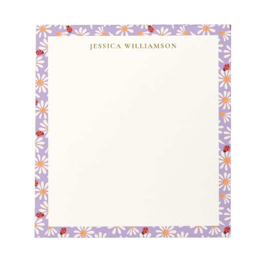 Ladybugs and Daisies Personalized Name Notitieblok (Voorkant)