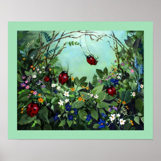 Ladybugs bij het spelen poster (Voorkant)