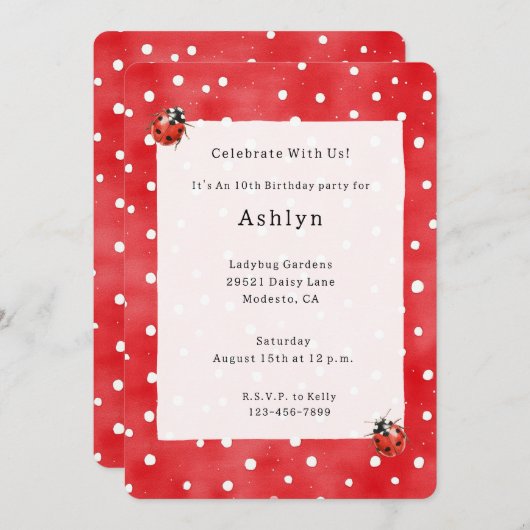 Ladybugs Birthday   Kaart (Voorkant / Achterkant)