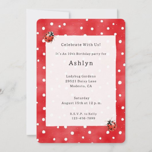 Ladybugs Birthday   Kaart (Voorkant)