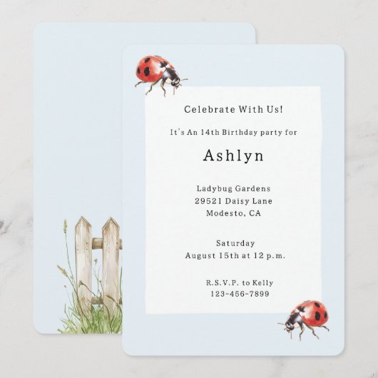 Ladybugs Birthday Kaart (Voorkant / Achterkant)